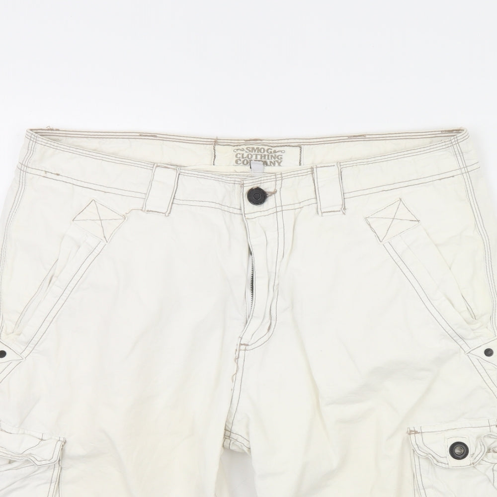 Smog Mens Ivory   Chino Shorts Size XL