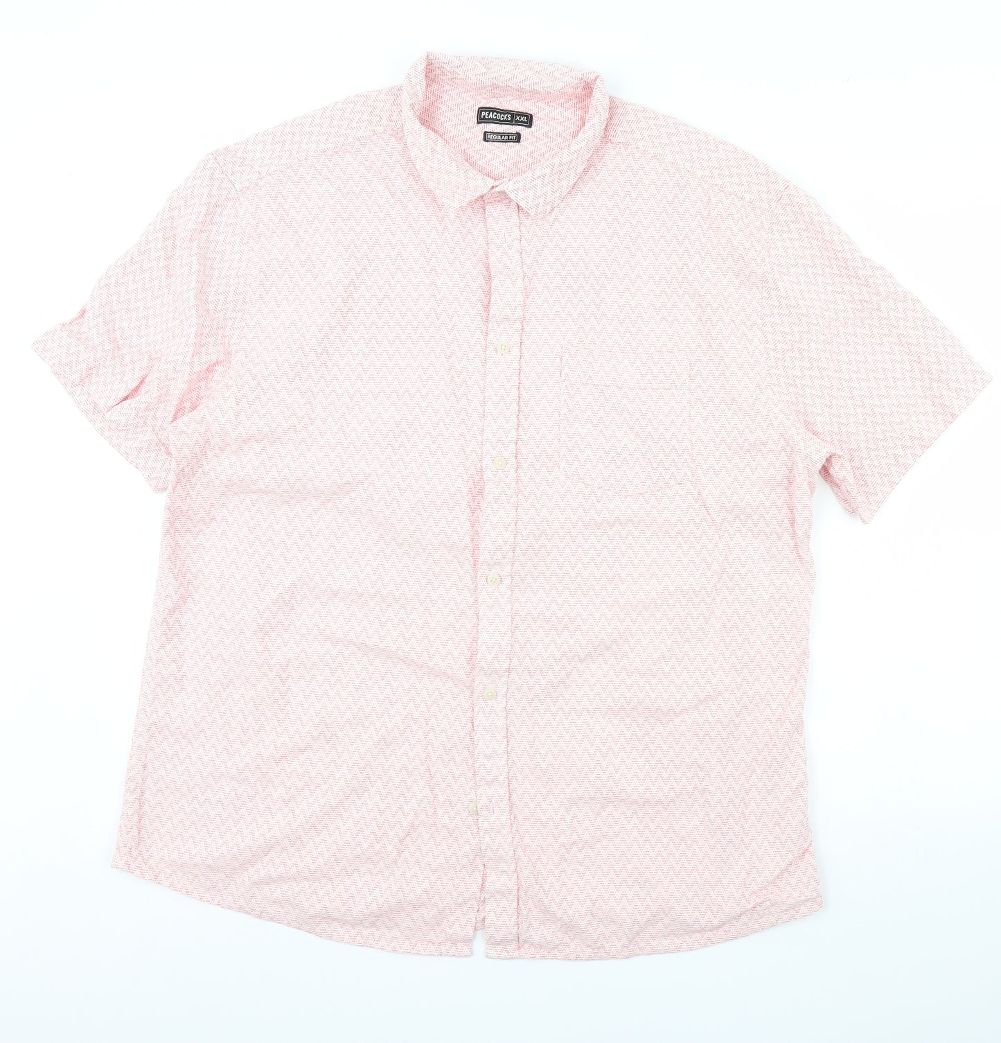 Peacocks Mens Red Herringbone   Dress Shirt Size 2XL