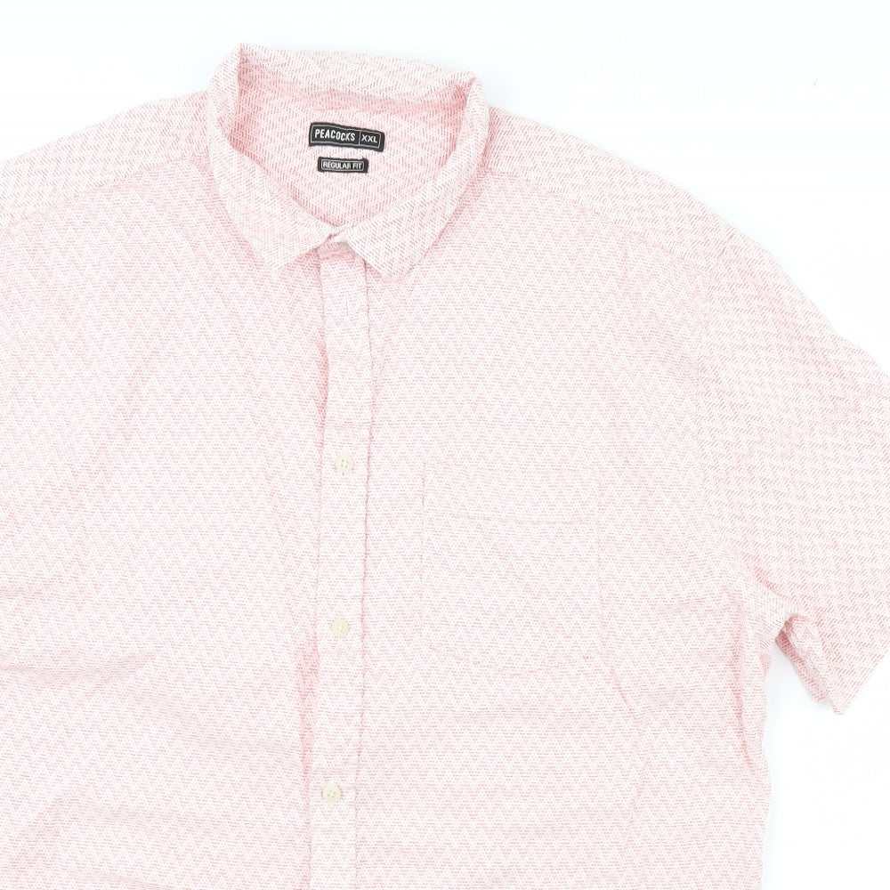 Peacocks Mens Red Herringbone   Dress Shirt Size 2XL