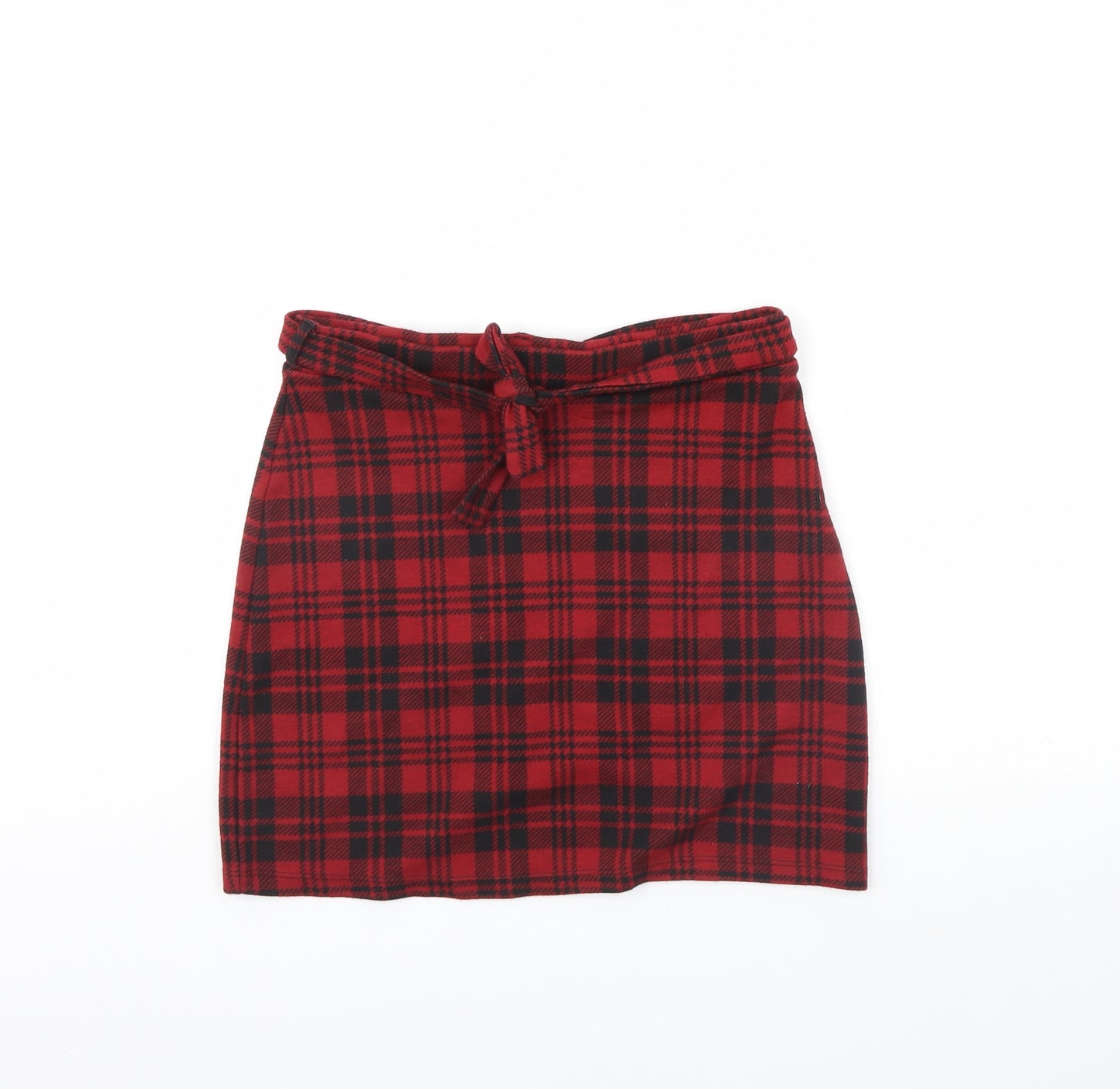 F&F Girls Red Plaid  Mini Skirt Size 11 Years