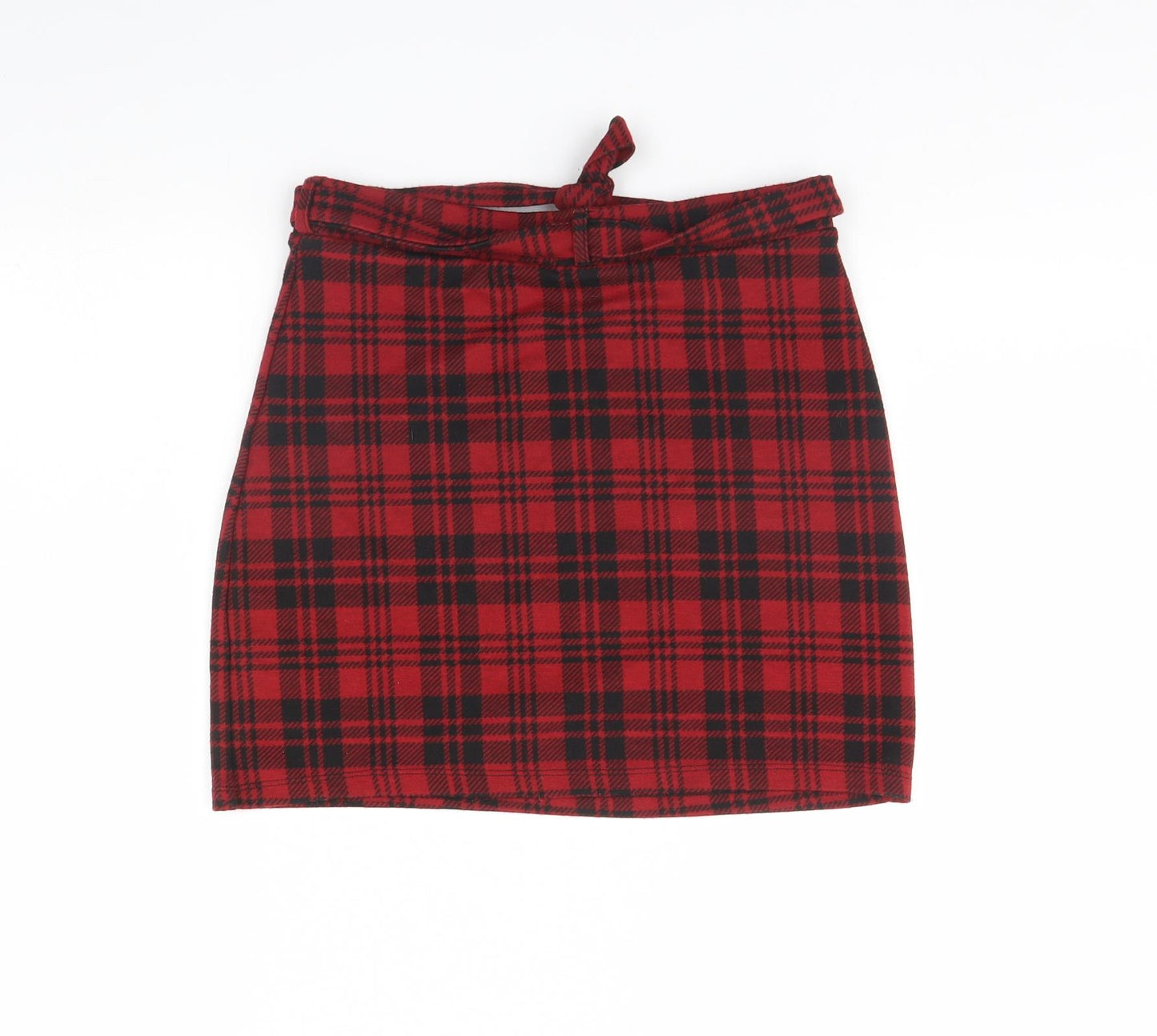 F&F Girls Red Plaid  Mini Skirt Size 11 Years
