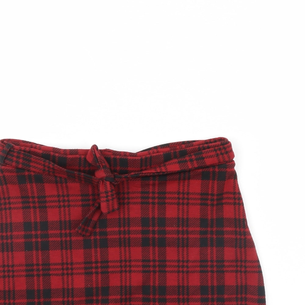 F&F Girls Red Plaid  Mini Skirt Size 11 Years