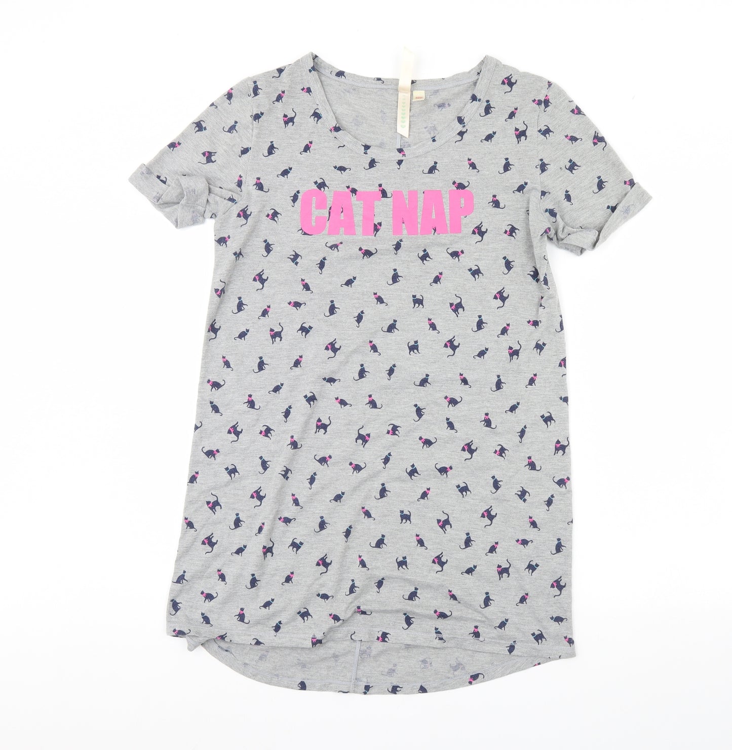 Accessorize Womens Grey Animal Print  Basic T-Shirt Size M  - cat nap