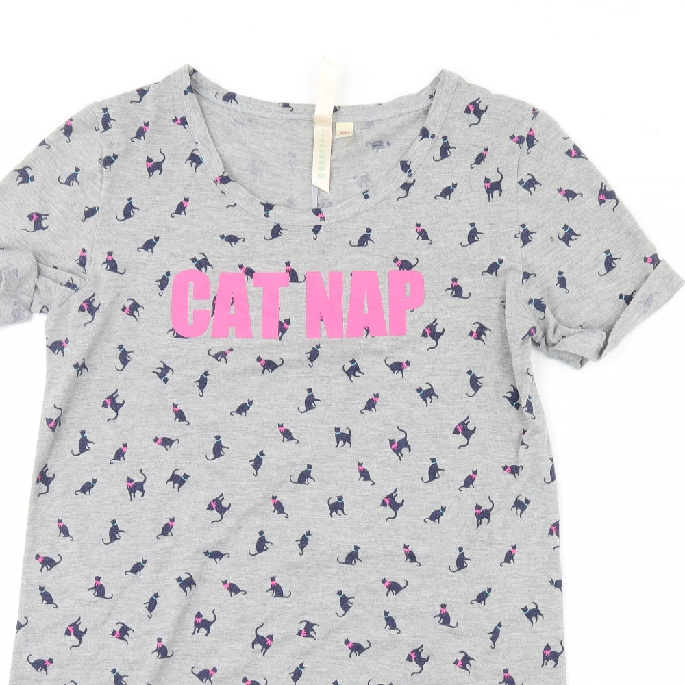 Accessorize Womens Grey Animal Print  Basic T-Shirt Size M  - cat nap