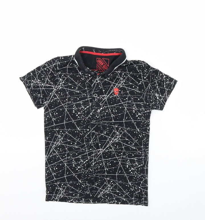 Urban Debt Boys Black Geometric  Basic Polo Size 9 Years