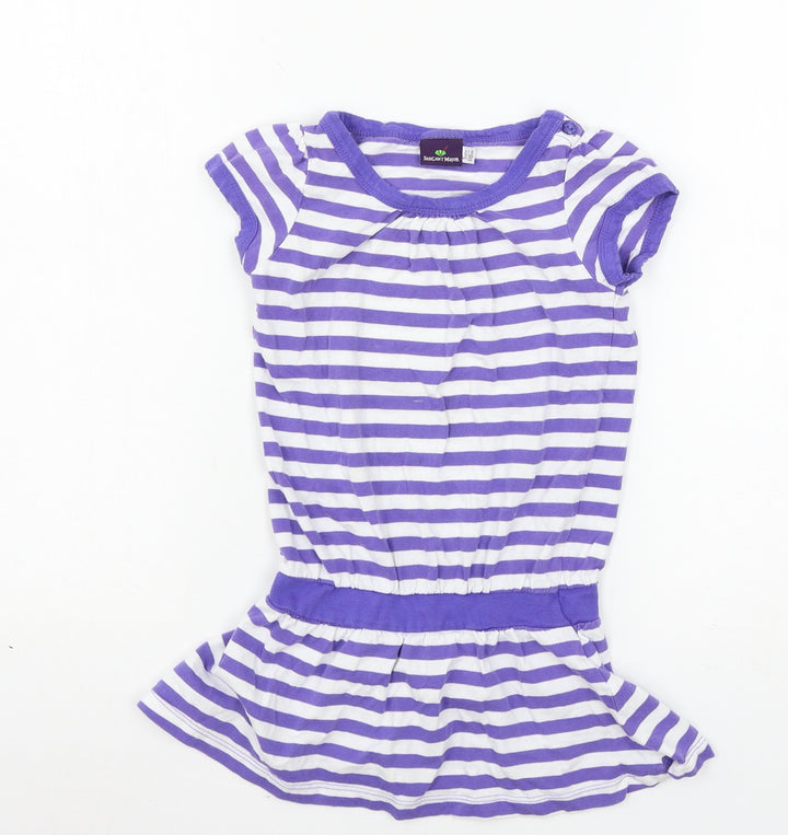Sergent Major Girls Purple Striped Jersey T-Shirt Dress Size 5 Years