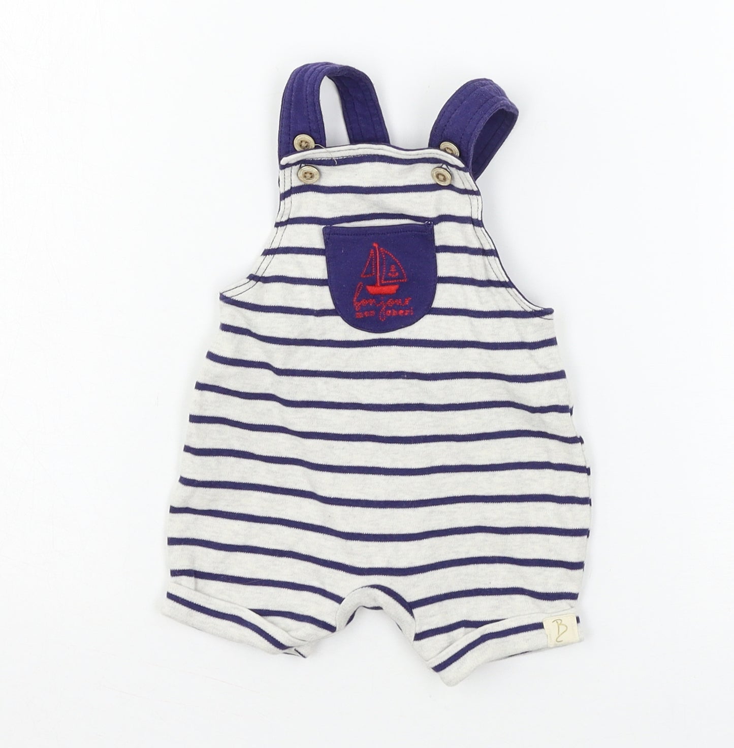 George Boys Beige Striped Jersey Dungaree Outfit/Set Size 0-3 Months  - Bonjour