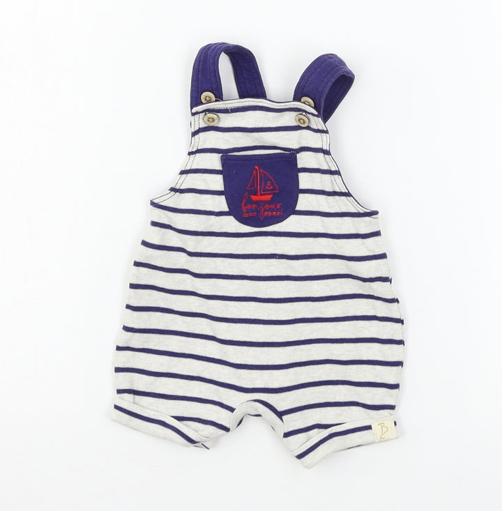 George Boys Beige Striped Jersey Dungaree Outfit/Set Size 0-3 Months  - Bonjour