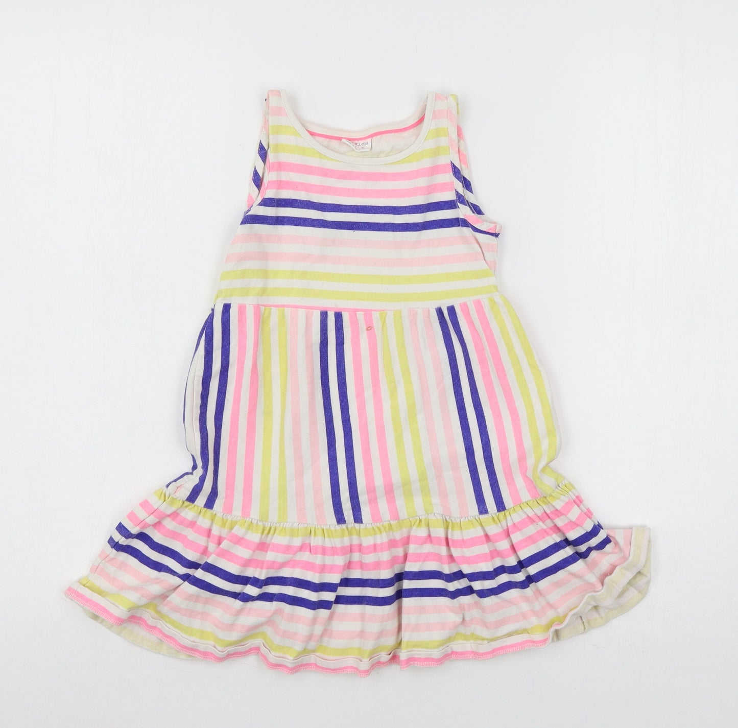 F&F Girls Multicoloured Striped Jersey Tank Dress  Size 5-6 Years