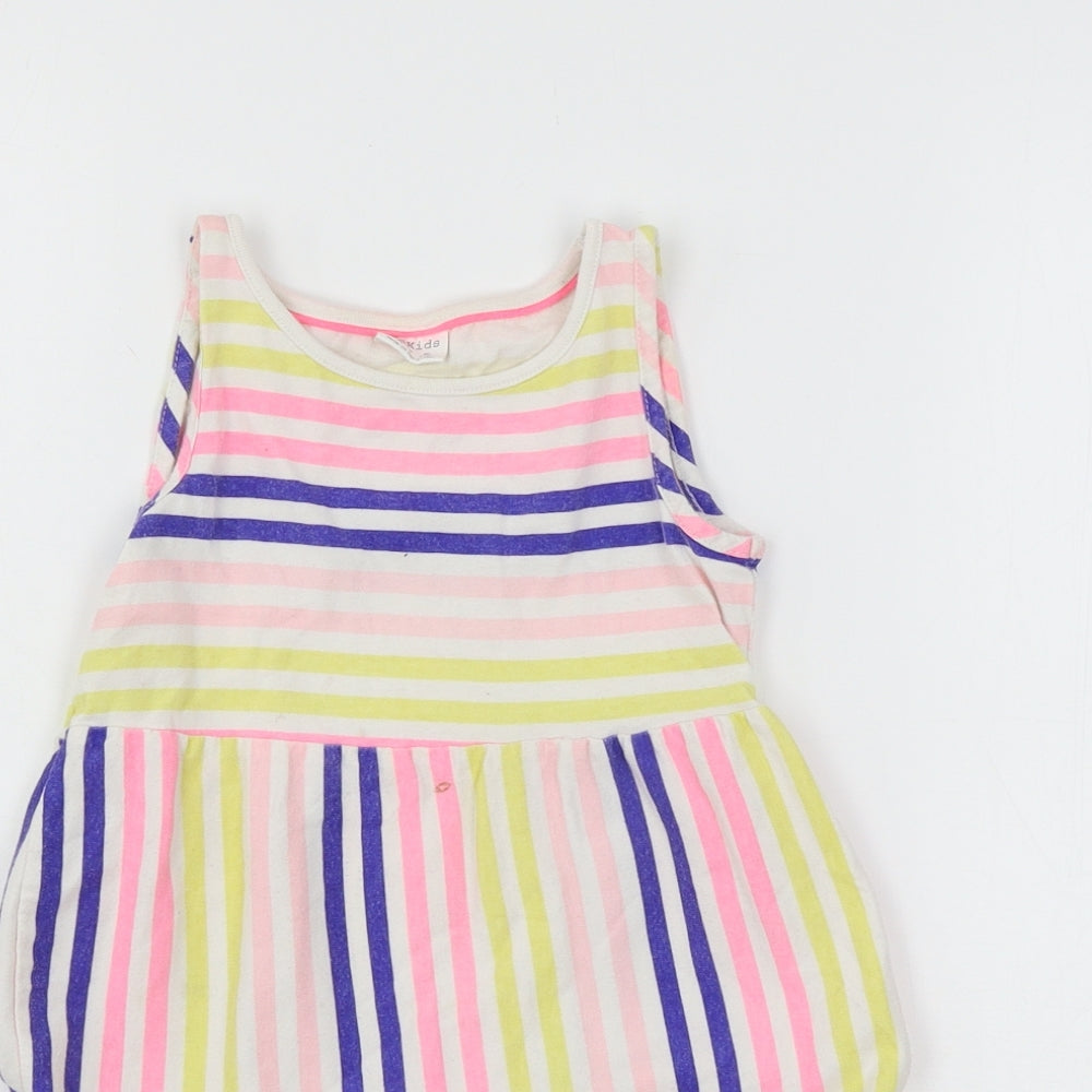 F&F Girls Multicoloured Striped Jersey Tank Dress  Size 5-6 Years