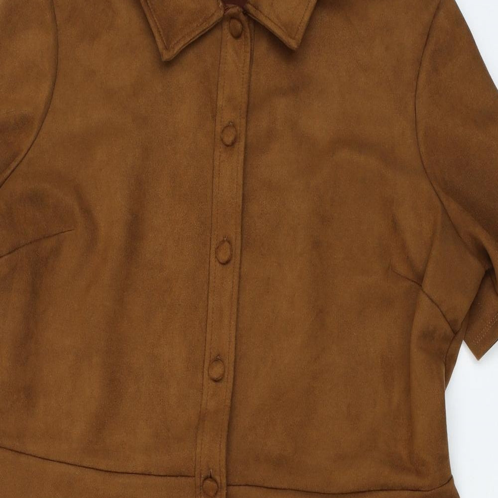 Primark Womens Brown  Velour Shirt Dress  Size 20
