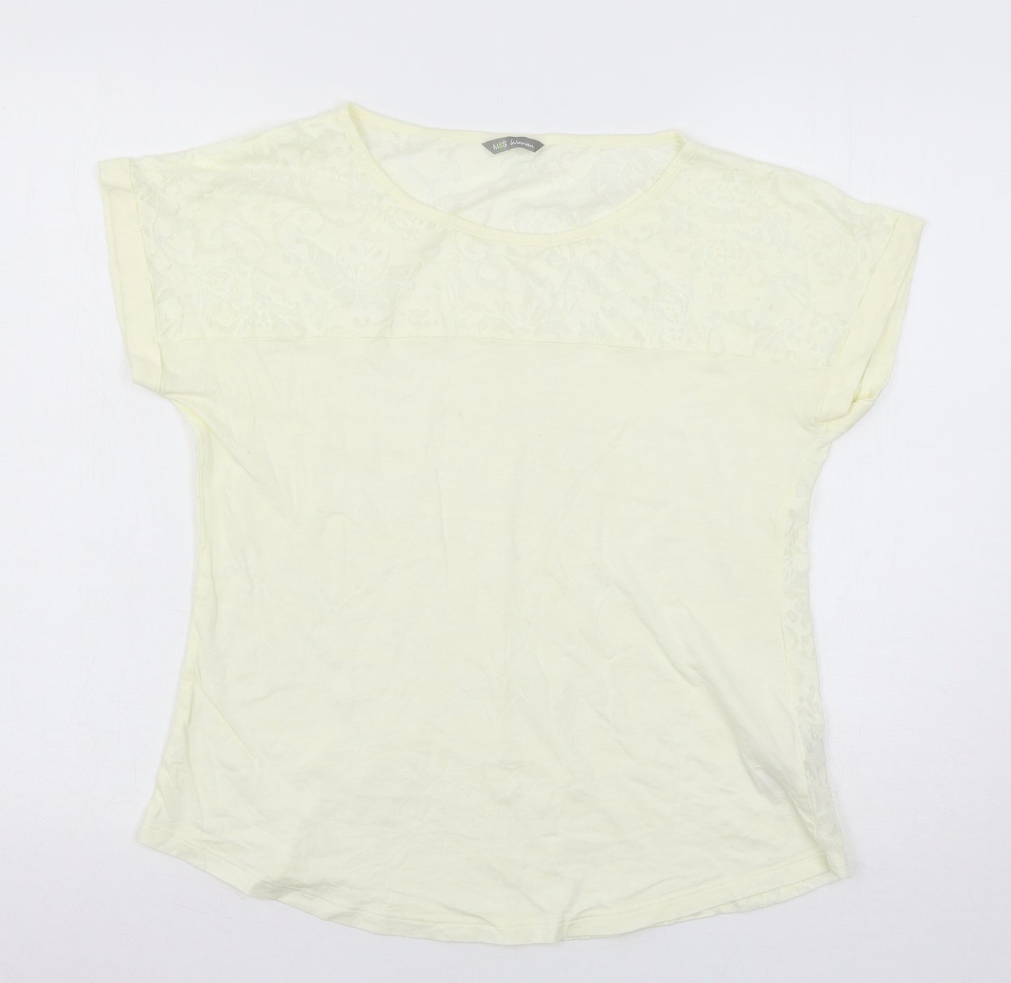 Marks and Spencer Womens Ivory  Jersey Basic T-Shirt Size 12