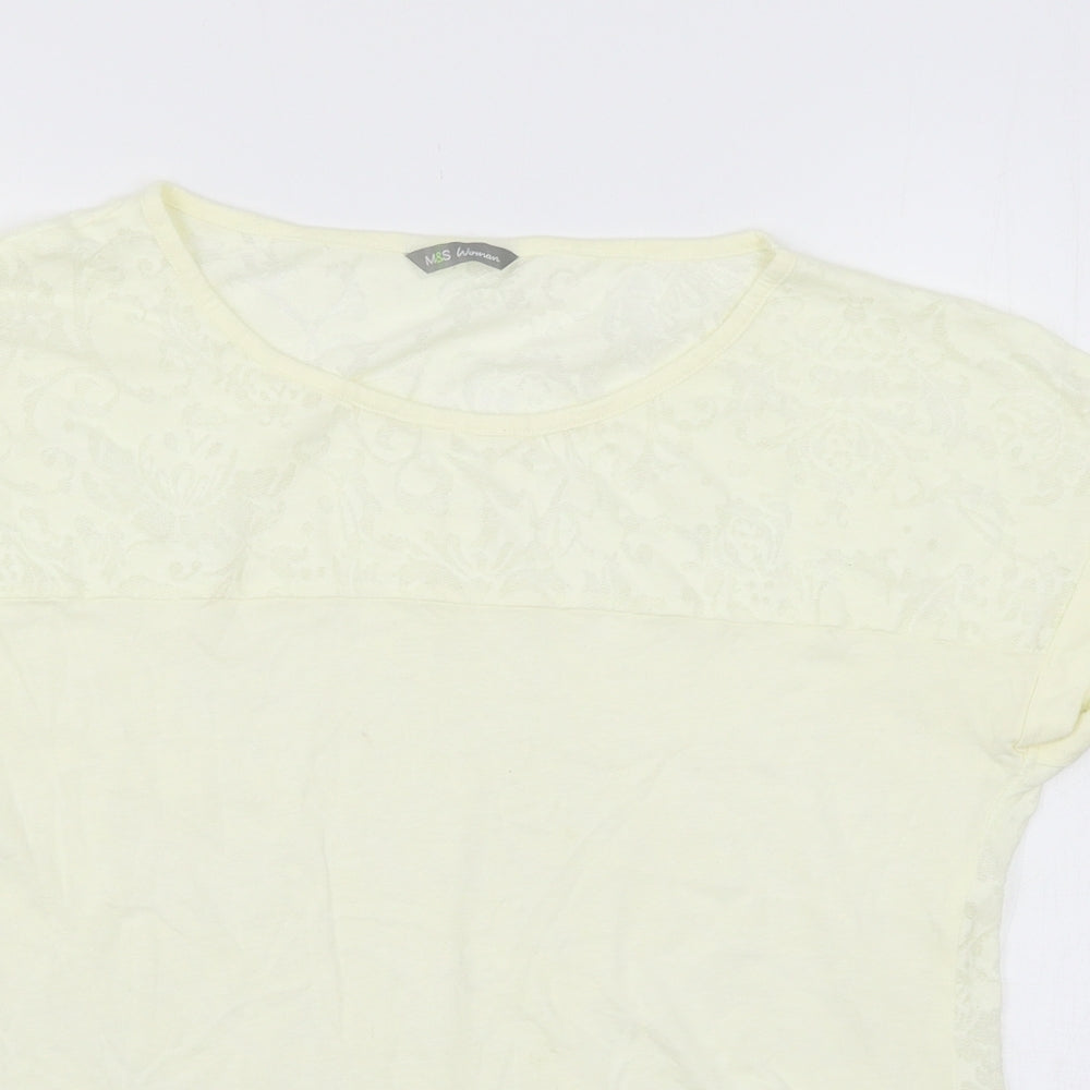 Marks and Spencer Womens Ivory  Jersey Basic T-Shirt Size 12