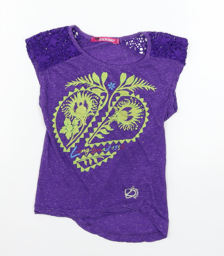 Long board Girls Purple Jersey Basic T-Shirt Size 9-10 Years