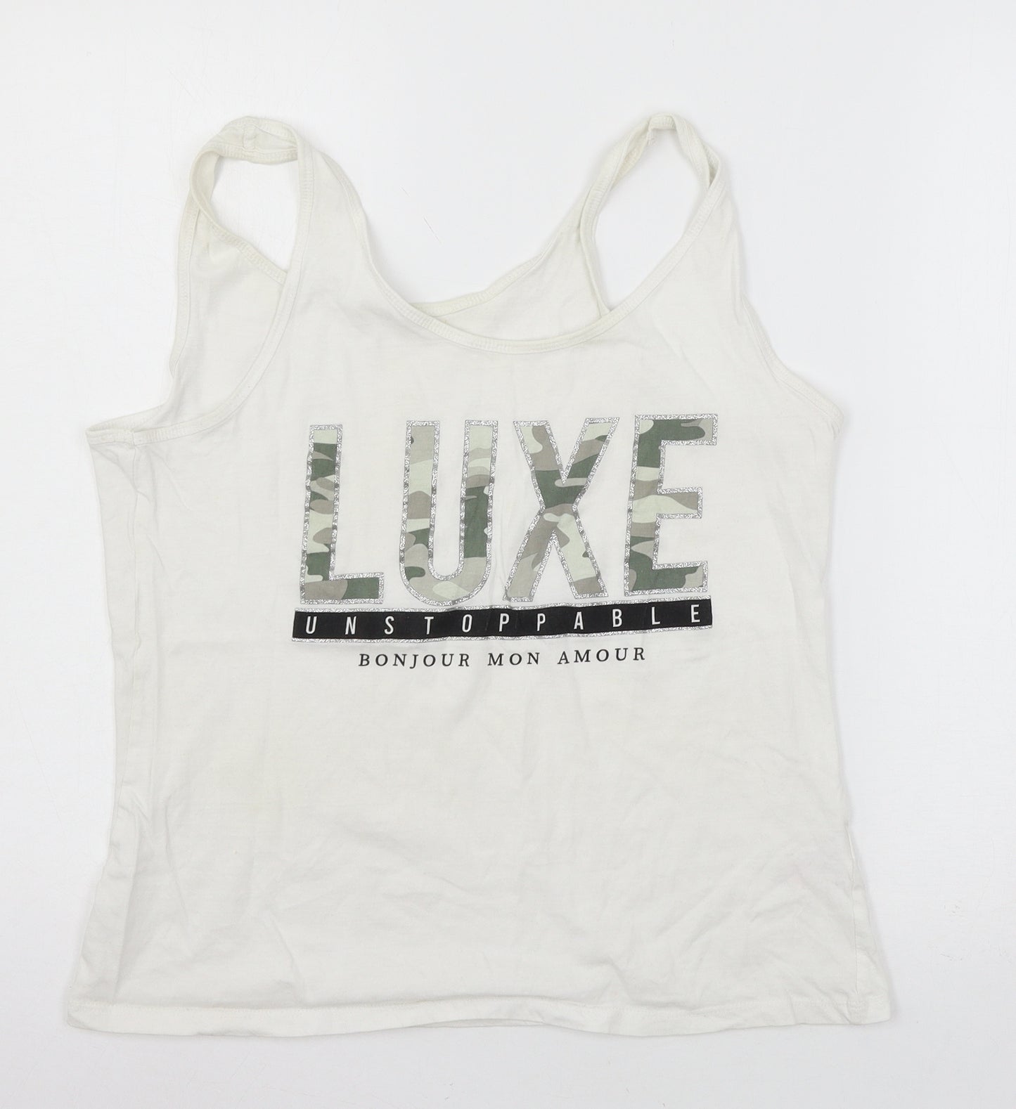 pep & co Womens White  Jersey Basic Tank Size 16  - Luxe