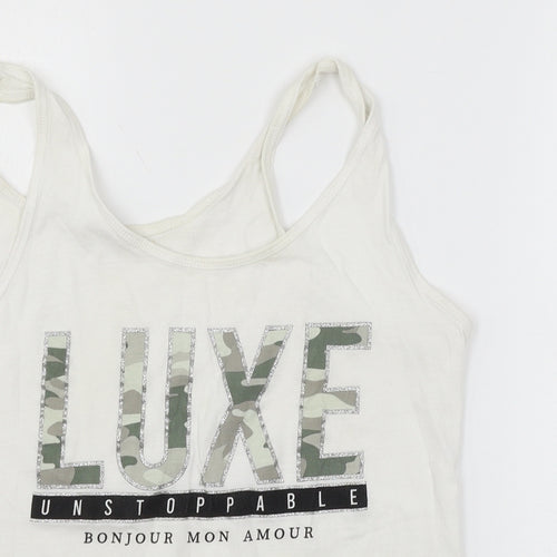 pep & co Womens White  Jersey Basic Tank Size 16  - Luxe