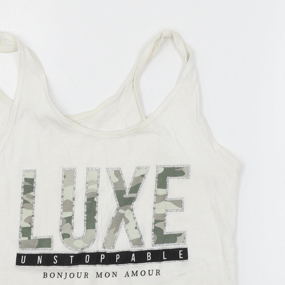 pep & co Womens White  Jersey Basic Tank Size 16  - Luxe