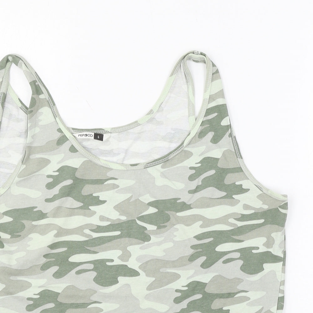 PEP & Co Womens Green Camouflage Jersey Basic Tank Size L