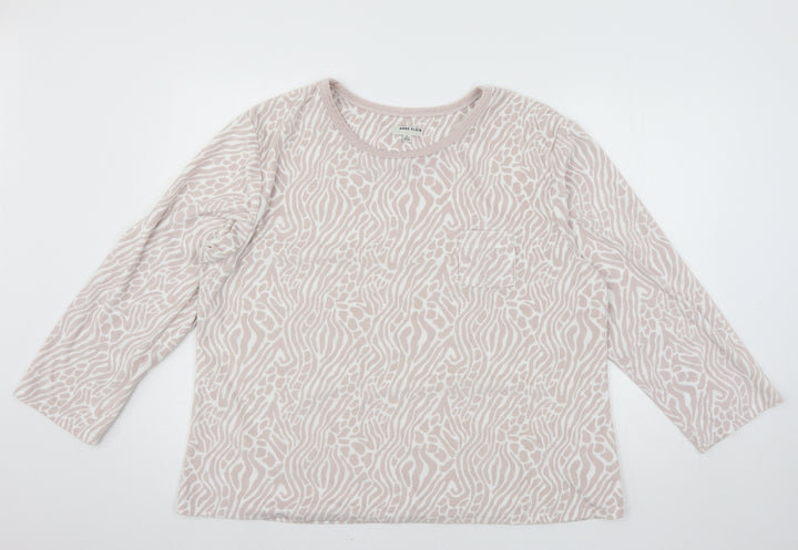 Anne Klein Womens Pink Animal Print Velour Top Pyjama Top Size XL