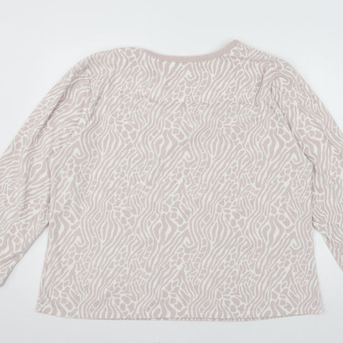 Anne Klein Womens Pink Animal Print Velour Top Pyjama Top Size XL