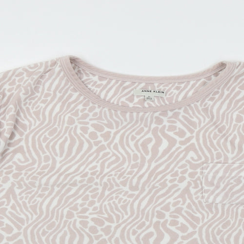 Anne Klein Womens Pink Animal Print Velour Top Pyjama Top Size XL