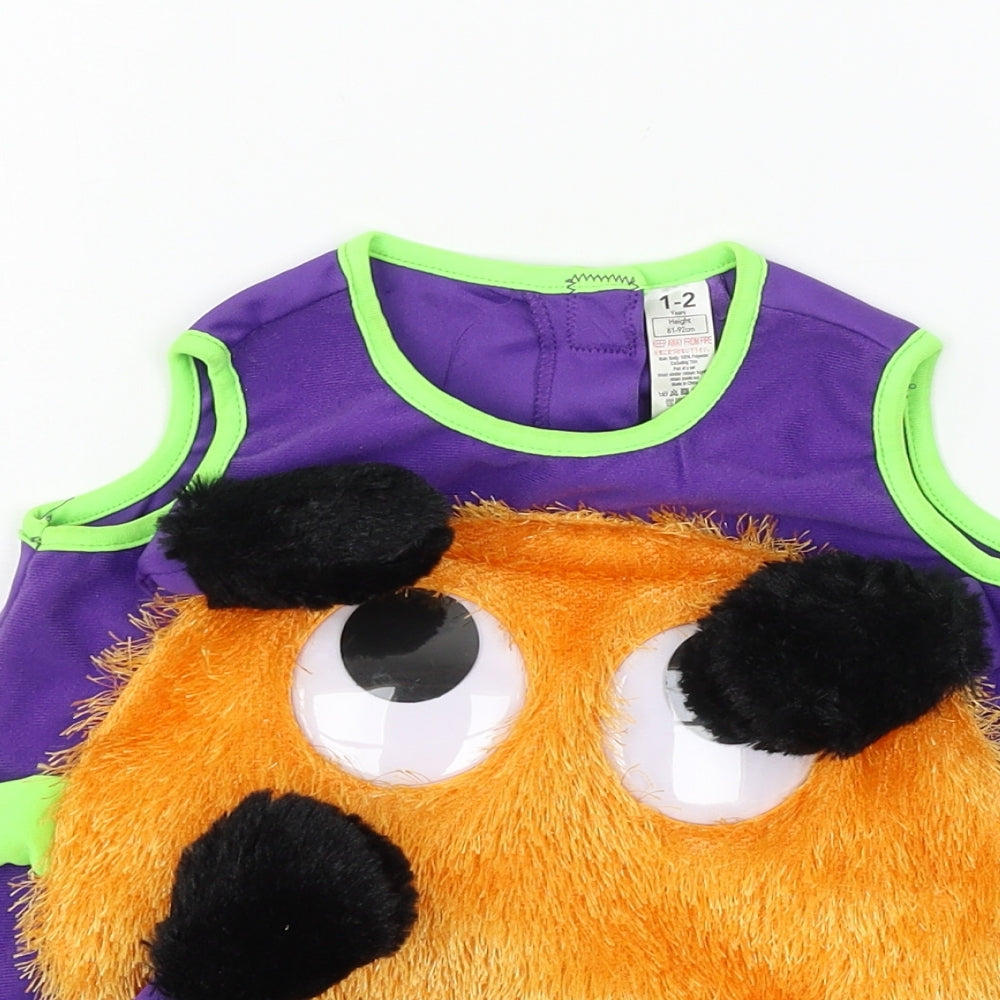 George Girls Purple Geometric Jersey Top One Piece Size 2 Years  - Spider Fancy Dress