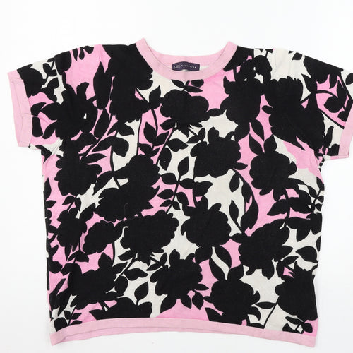 Marks and Spencer Womens Pink Floral Knit Pullover Jumper Size 14