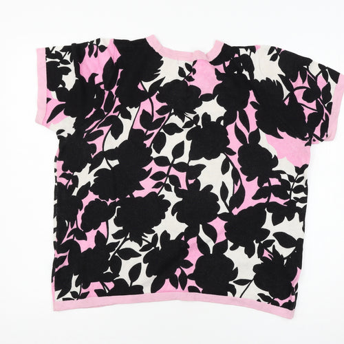 Marks and Spencer Womens Pink Floral Knit Pullover Jumper Size 14