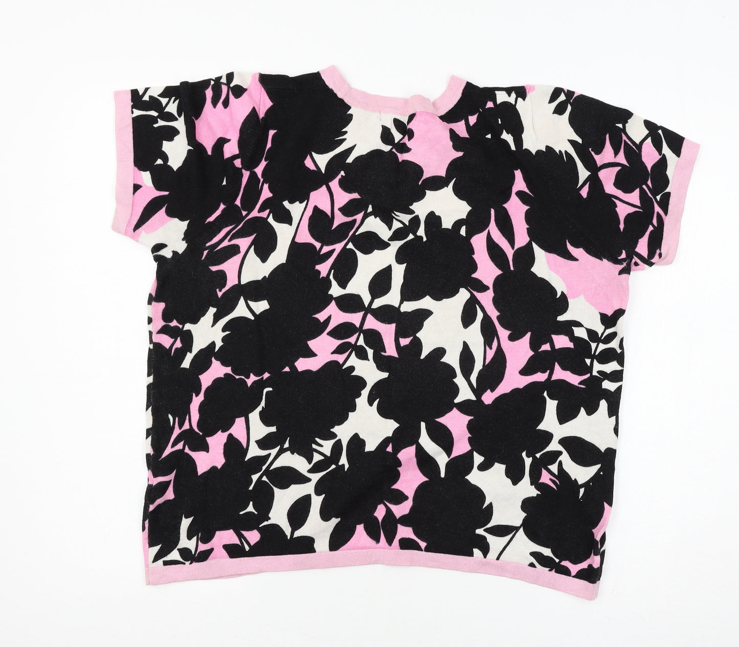 Marks and Spencer Womens Pink Floral Knit Pullover Jumper Size 14