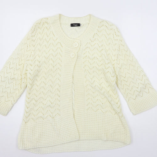 Glimpse Womens Ivory  Knit Cardigan Jumper Size M