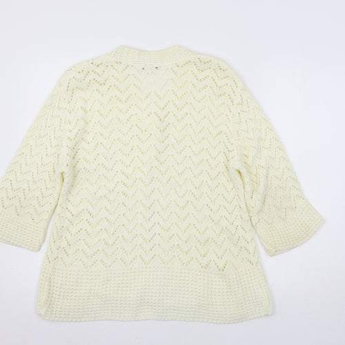 Glimpse Womens Ivory  Knit Cardigan Jumper Size M