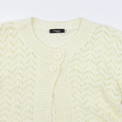 Glimpse Womens Ivory  Knit Cardigan Jumper Size M