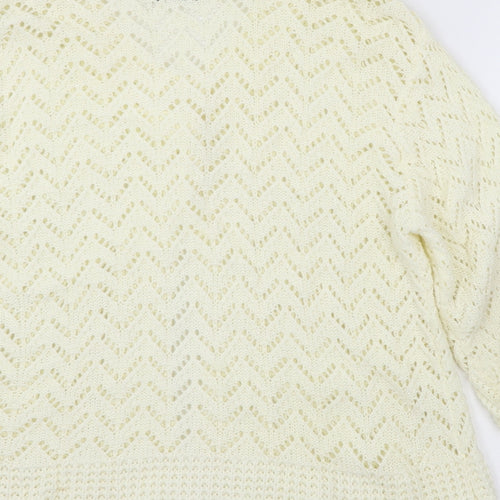 Glimpse Womens Ivory  Knit Cardigan Jumper Size M