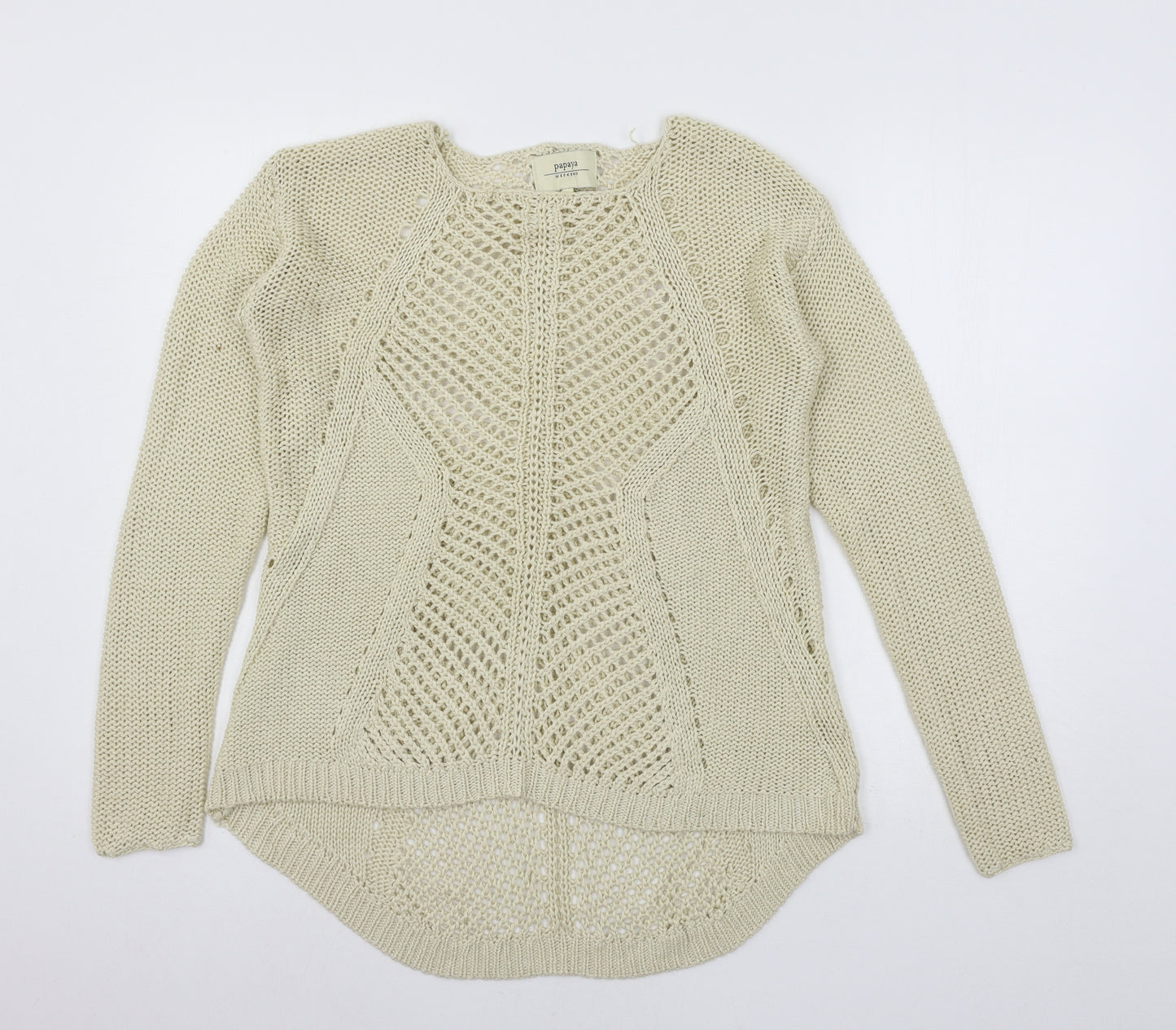 Papaya Womens Beige  Knit Pullover Jumper Size 12
