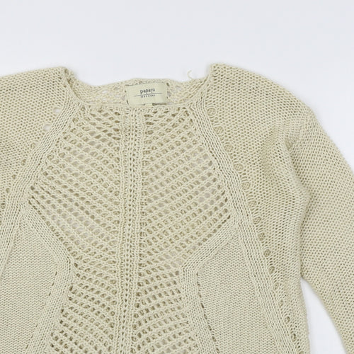 Papaya Womens Beige  Knit Pullover Jumper Size 12