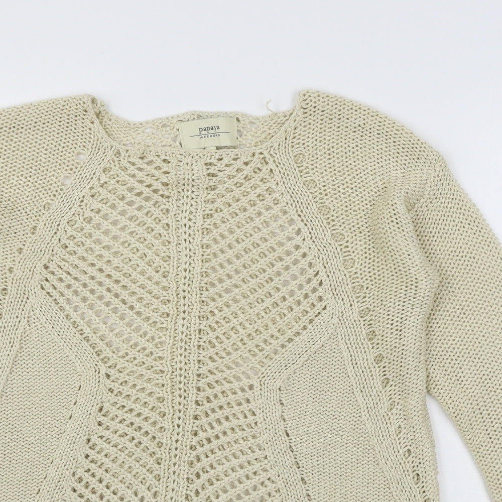 Papaya Womens Beige  Knit Pullover Jumper Size 12