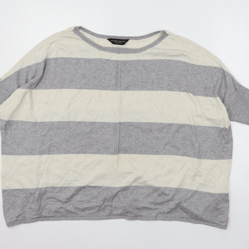 Dorothy Perkins Womens Grey Striped Knit Pullover Jumper Size 14