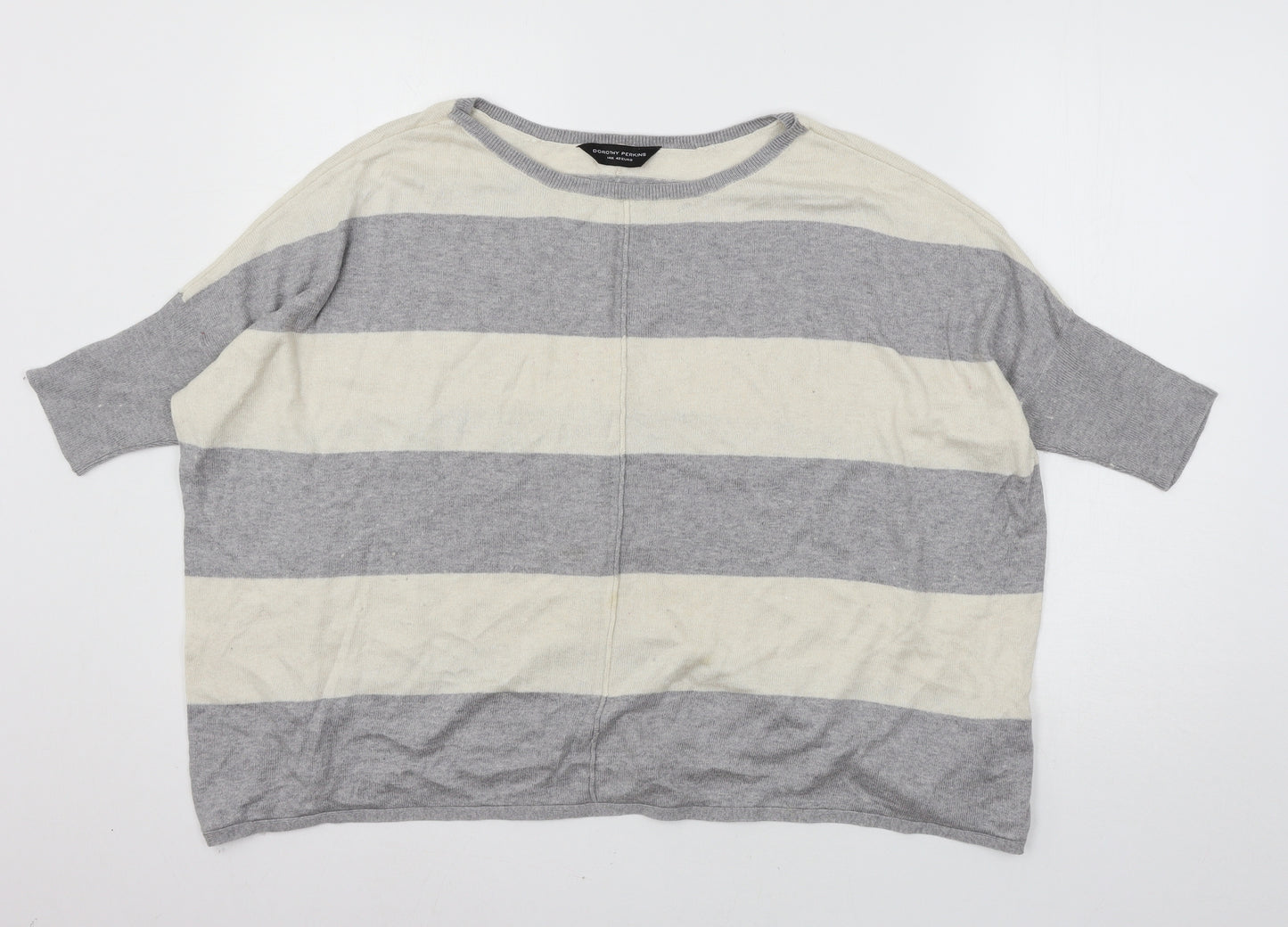 Dorothy Perkins Womens Grey Striped Knit Pullover Jumper Size 14