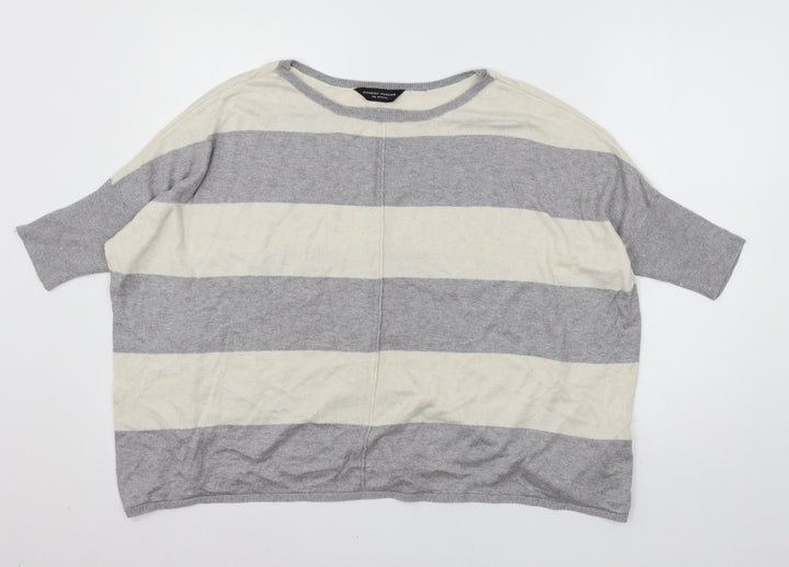 Dorothy Perkins Womens Grey Striped Knit Pullover Jumper Size 14