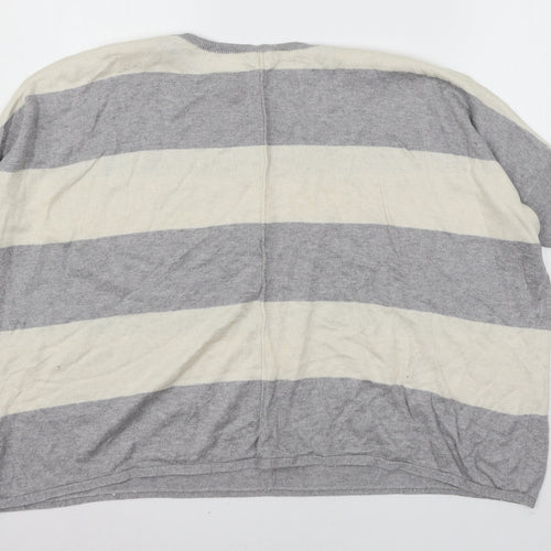 Dorothy Perkins Womens Grey Striped Knit Pullover Jumper Size 14