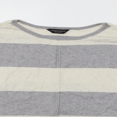 Dorothy Perkins Womens Grey Striped Knit Pullover Jumper Size 14