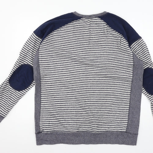 F&F Womens Blue Striped Jersey Pullover Sweatshirt Size L
