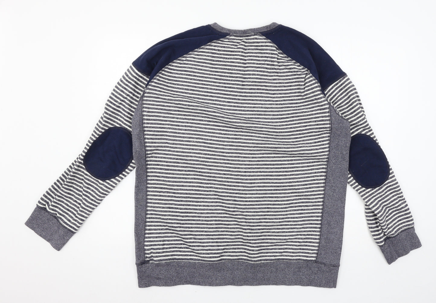 F&F Womens Blue Striped Jersey Pullover Sweatshirt Size L