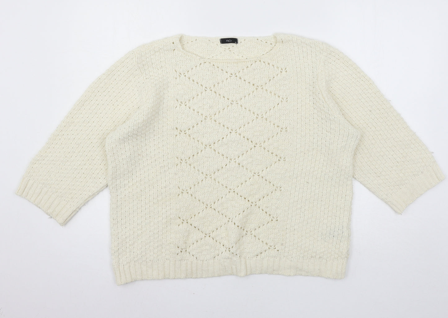 M&Co Womens Ivory  Knit Pullover Jumper Size 20