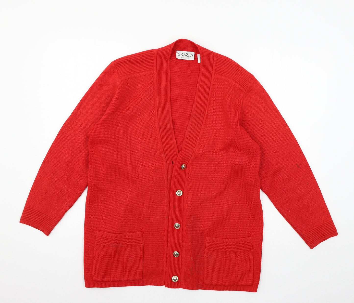 GRazia Womens Red  Knit Cardigan Jumper Size 12
