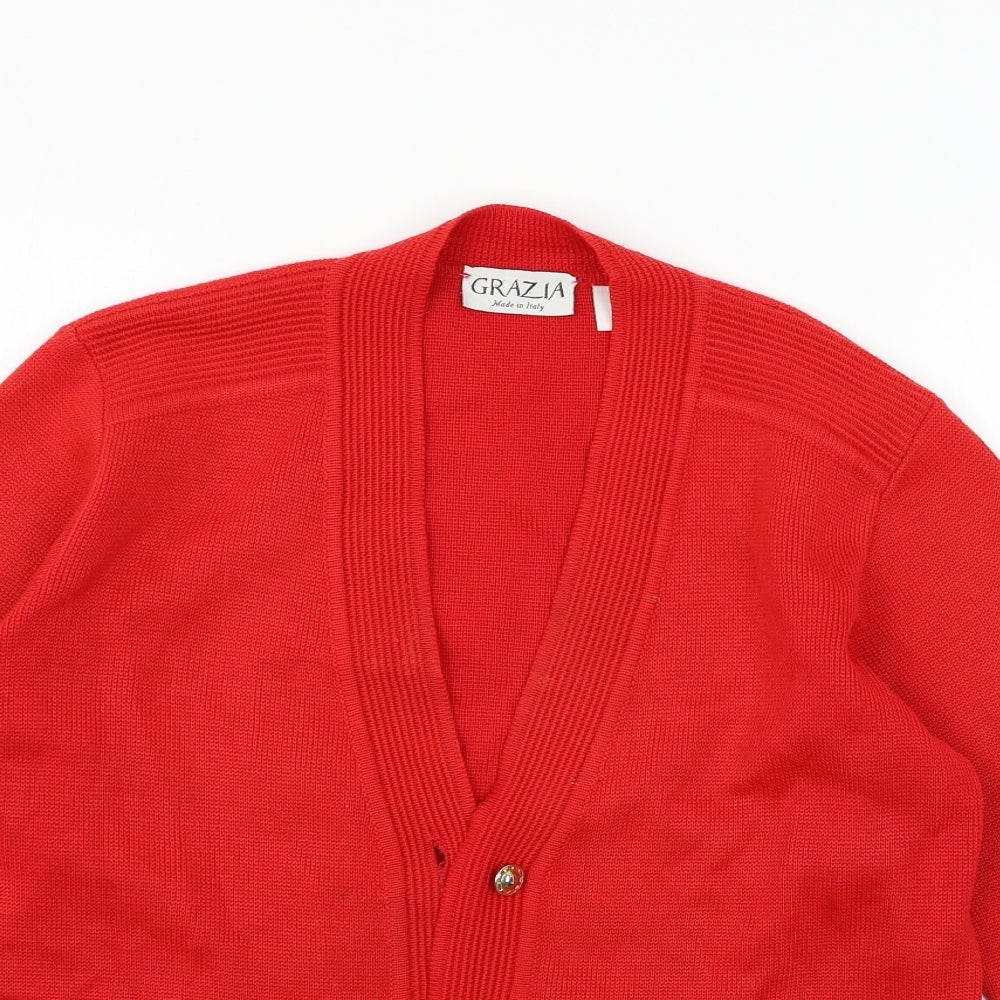 GRazia Womens Red  Knit Cardigan Jumper Size 12