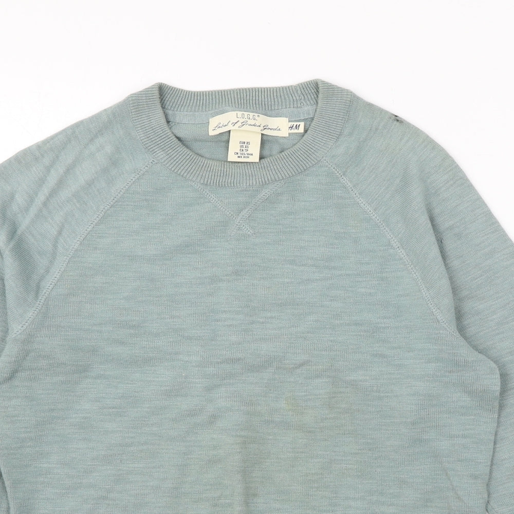 H&M Mens Green  Knit Pullover Jumper Size XS