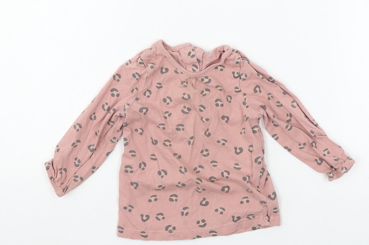 Matalan Girls Pink Animal Print Jersey Basic T-Shirt Size 9-12 Months