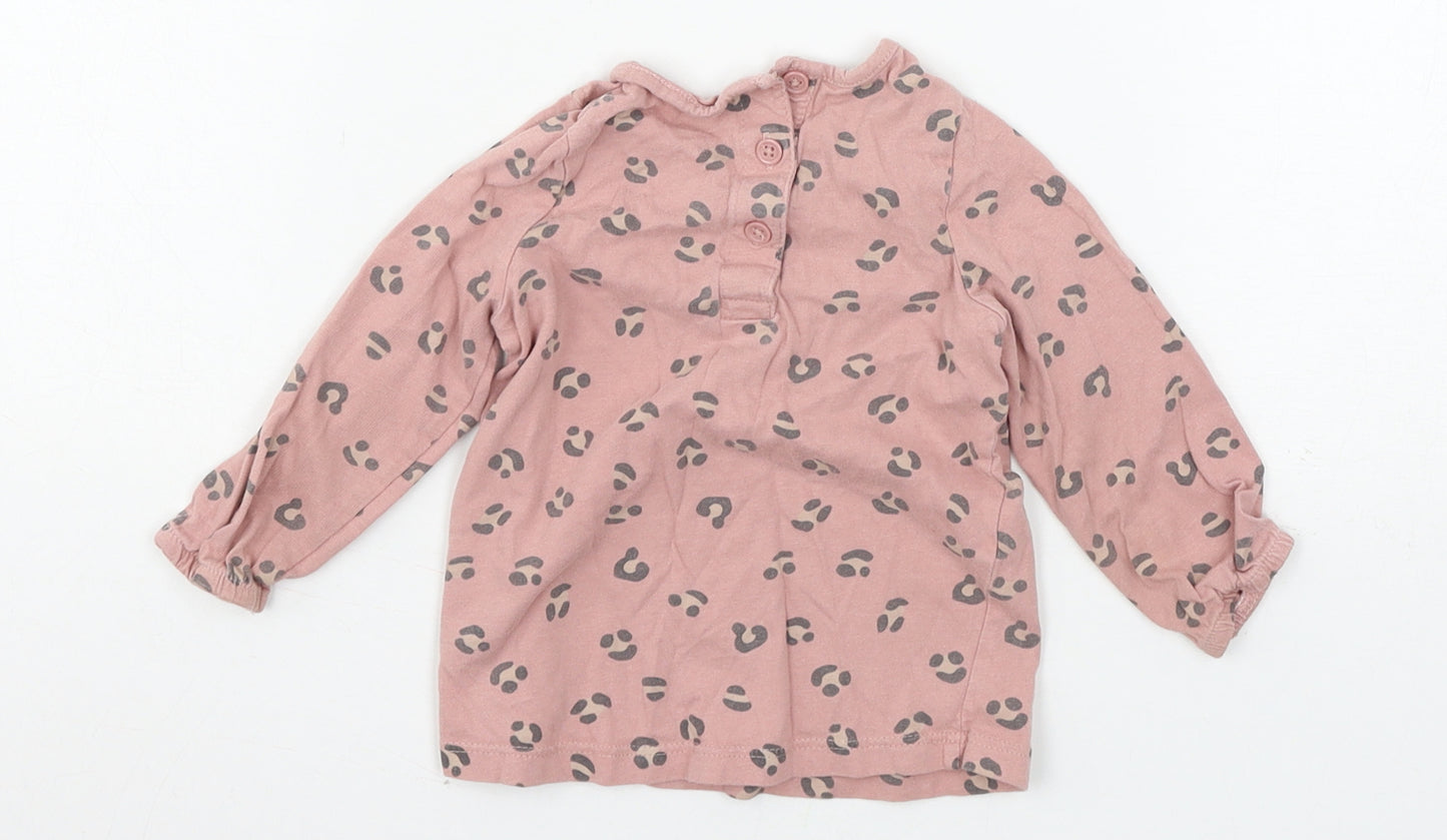 Matalan Girls Pink Animal Print Jersey Basic T-Shirt Size 9-12 Months