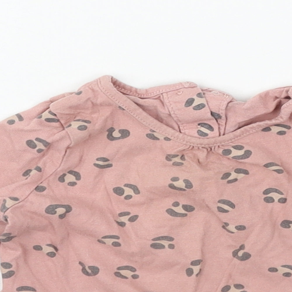 Matalan Girls Pink Animal Print Jersey Basic T-Shirt Size 9-12 Months